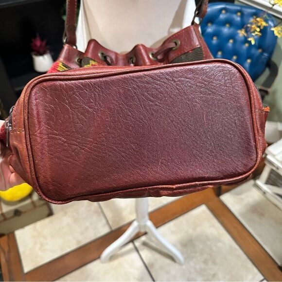 Vintage Turkish Made Wool Carpet Kilim Draw String Shoulder bag - Picture 3 of 10